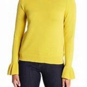 J. Crew Mustard Yellow Long Sleeved Ruffle Cuff Sweater Size L
